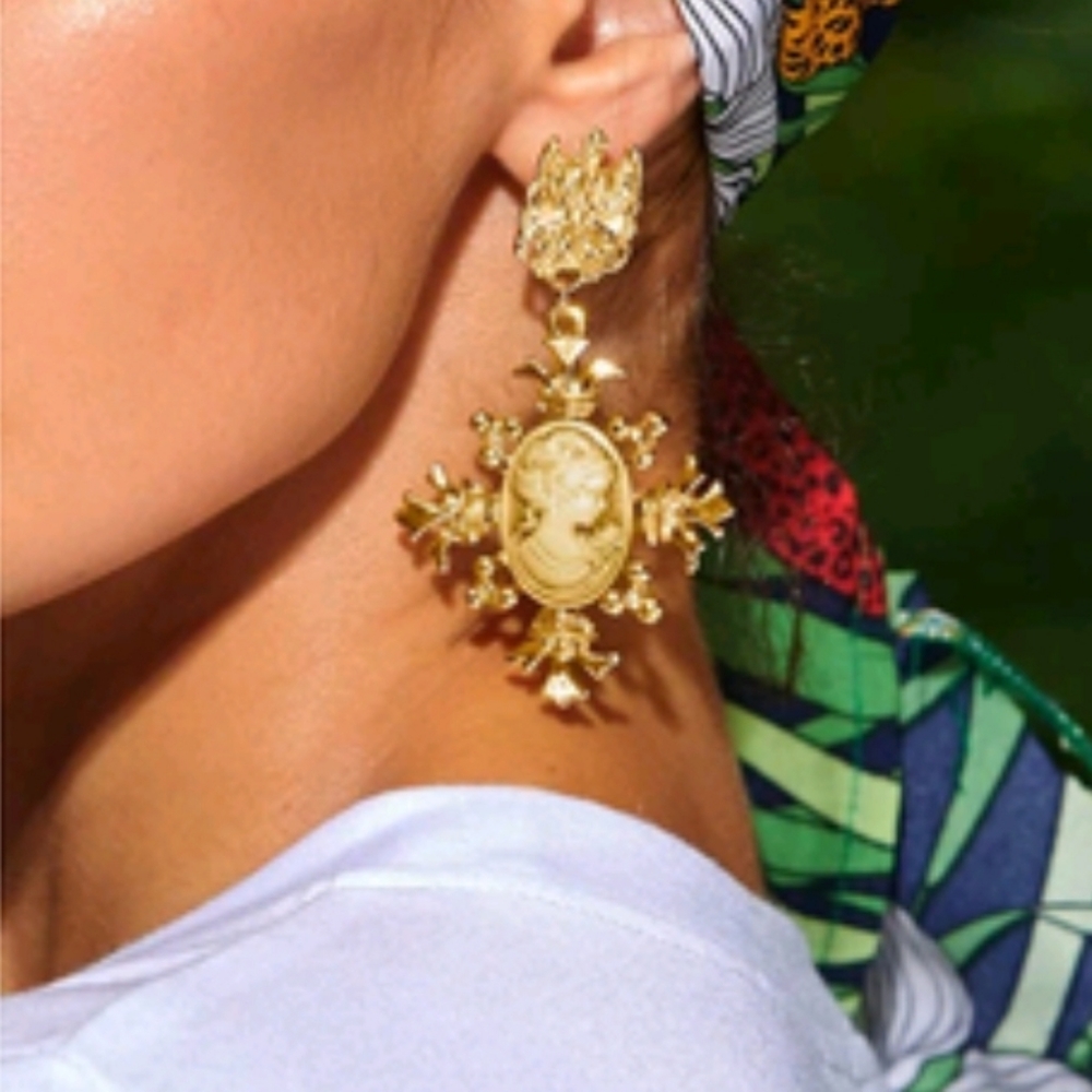 Designer inspired vintage cameo style earrings